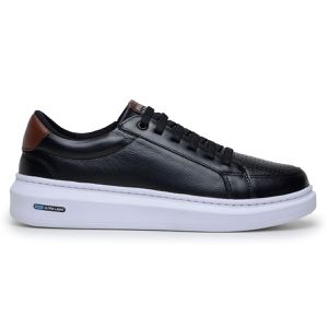 Sapatenis Masculino Leve Confortável Em Couro 100% Legitimo Parra Boots - Preto/Branco