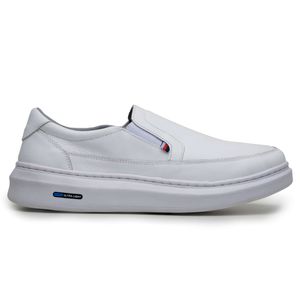 Sapatenis Mocassim Masculino Leve Confortável Em Couro 100% Legitimo Parra Boots - Branco