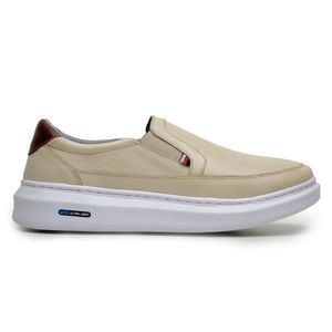 Sapatenis Mocassim Masculino Leve Confortável Em Couro 100% Legitimo Parra Boots - Palha