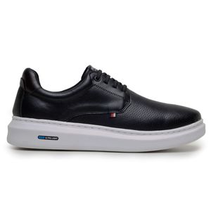 Sapatenis Moderno Masculino Leve Confortável Em Couro 100% Eco Parra Boots - Preto/Branco