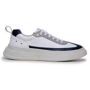 Sapatenis Masculino 100% Couro Legitimo Moderno Confortável Casual 5800 - Branco/Azul