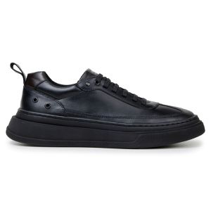Sapatenis Masculino 100% Couro Legitimo Moderno Confortável Casual 5800 - Preto/Preto
