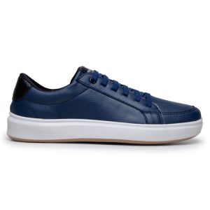 Tênis Masculino Slip Casual Leve E Confortável 100% Couro Eco. - Azul
