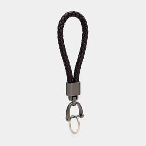 Chaveiro Veterano De Couro Trançado - Metal Grafite Com Argola