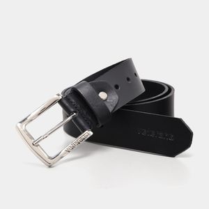 Cinto de Couro Soleta Preto fivela Cromo