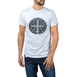 Camiseta Veterano Medalha São Bento Branca