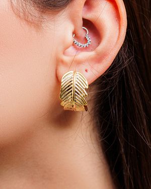 Brinco Argola Folha Dourado - Tarcia Carine Semi Jóias & Acessórios