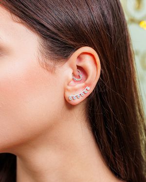 Brinco Ear Cuff Zicônia Folheado Prata - Tarcia Carine Semi Jóias & Acessórios