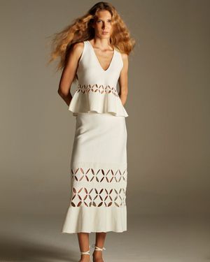 Saia Longa Vazados Azaléia Branco off White