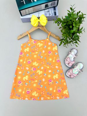 Vestido Alcinha Menina Figuras Laranja M... - A Japonesa Franca Oficial