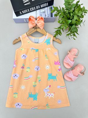 Vestido Regata Menina Helena Laranja Cla... - A Japonesa Franca Oficial