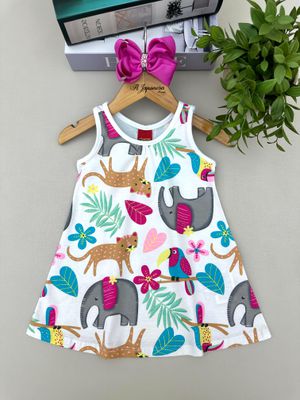 Vestido Regata Menina Safari Branco Kyly... - A Japonesa Franca Oficial