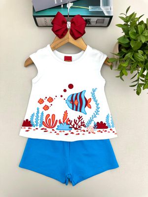 Conjunto Regata Menina Brincar Azul Kyly... - A Japonesa Franca Oficial