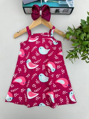 Vestido Alcinha Menina Pássaros Magenta ... - A Japonesa Franca Oficial