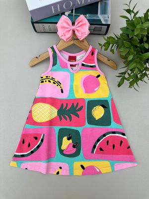 Vestido Regata Menina Frutas Rosa Claro ... - A Japonesa Franca Oficial