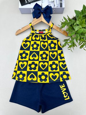 Conjunto Alcinha Menina Corações Amarelo... - A Japonesa Franca Oficial