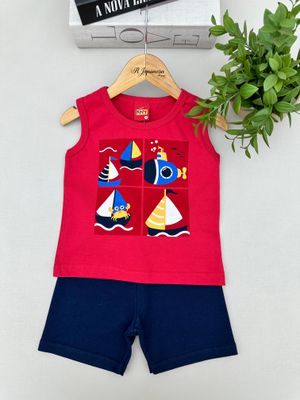 Conjunto Regata Menino Leonardo Vermelho... - A Japonesa Franca Oficial