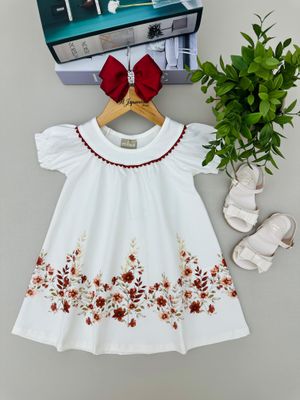 Vestido Manga Curta Menina Outono Off Wh... - A Japonesa Franca Oficial