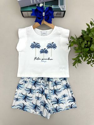 Conjunto Regata Menina Coqueiro Azul Ala... - A Japonesa Franca Oficial