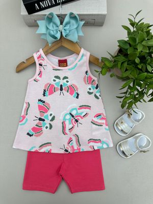 Conjunto Regata Menina Tropical Rosa Cla... - A Japonesa Franca Oficial