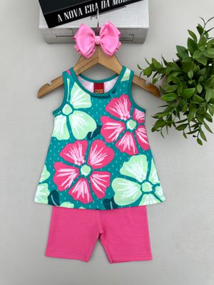 Conjunto Regata Menina Tropical Verde Ky... - A Japonesa Franca Oficial