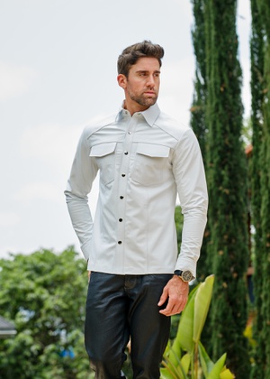 Camisa de Couro Masculina Branca Henry - Elite Couro Store