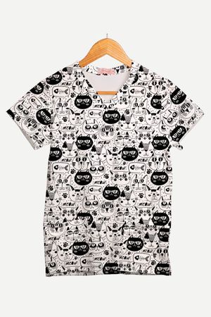Blusa Estampada Gatos Urbanos em Malha Confort - Use Anny