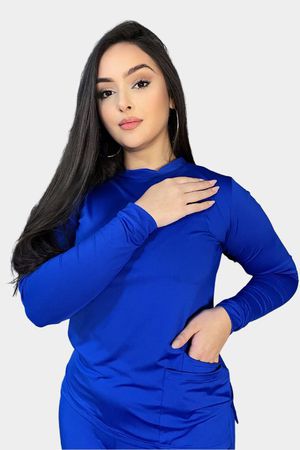 Blusa Manga Longa Confort Azul Caneta - Use Anny