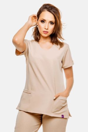 Blusa Bege Em Gabardine Premium Scrub - Use Anny