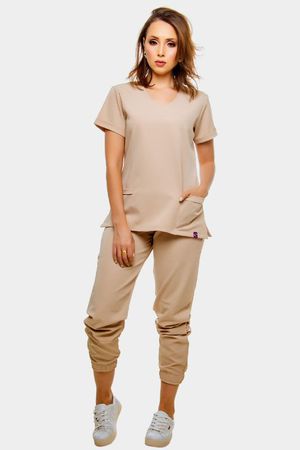 Conjunto Bege Bia Em Gabardine Premium Scrub - con... - Use Anny