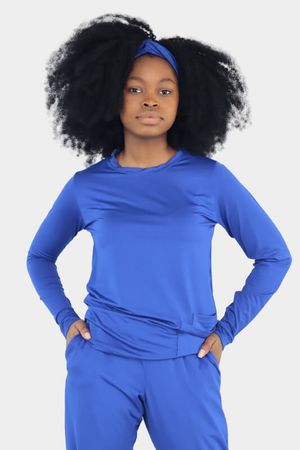 Blusa Manga Longa Azul Caneta Em Malha Dry Confort... - Use Anny