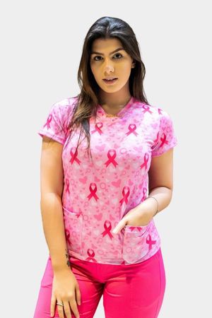 Blusa Outubro Rosa Em Malha Dry Confortly Scrub - ... - Use Anny