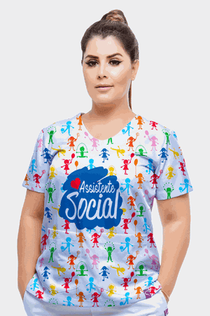 Blusa Assistente Social L029 Em Microfibra Scrub - Use Anny