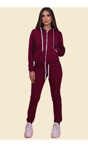 Conjunto Moletom Feminino Zíper Bordo - Poliana Finzetto