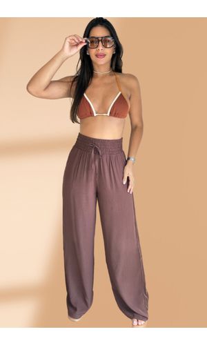 Calça Pantalona Marrom Malia - Poliana Finzetto