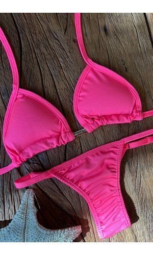 Biquíni Cortininha Marquinha de Fita Azul Rosa Chi... - Poliana Finzetto