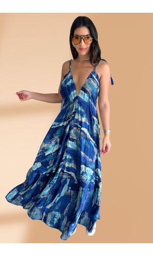 Vestido Seda Leveza Azul - Poliana Finzetto