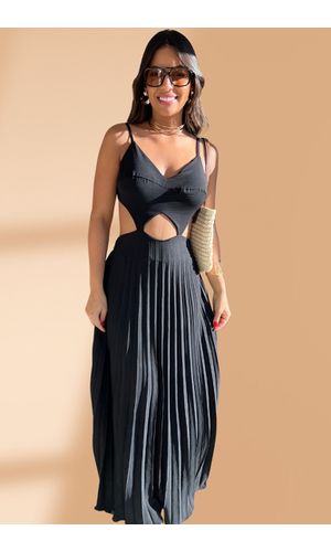 Vestido Plissado Preto - Poliana Finzetto