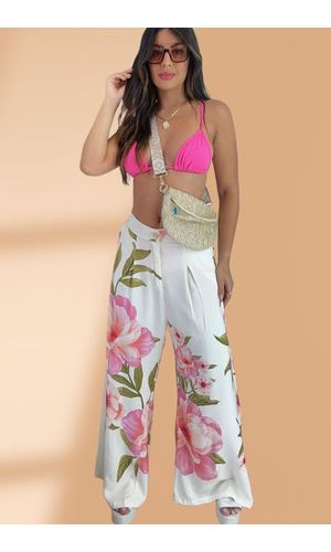 Calça Pantalona Rosas - Poliana Finzetto