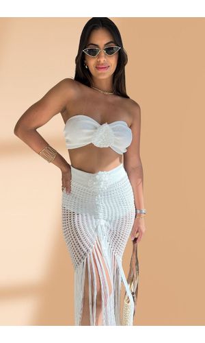Conjunto Tricot Tulum Flor Branco - Poliana Finzetto