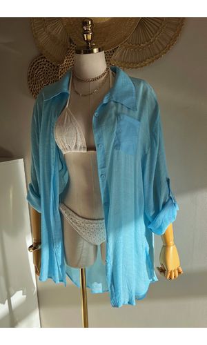 Saída de Praia Camisa Básica Azul - Poliana Finzetto