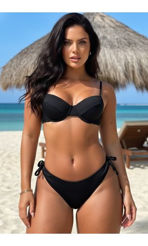 Biquíni Meia Taça Bojo Preto Textura - Poliana Finzetto