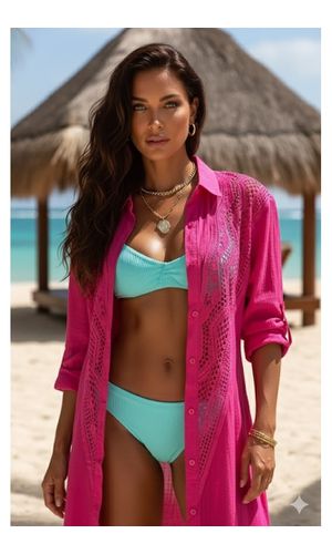 Saída de Praia Camisa Iara Pink - Poliana Finzetto