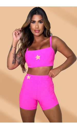 Conjunto Fitness Pink Jacquard Evolution - Poliana Finzetto