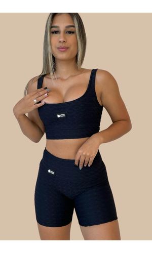Conjunto Fitness Canelado Ondas Preto - Poliana Finzetto