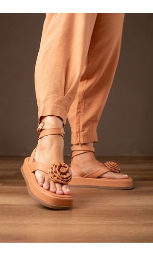 SANDÁLIA FLATFORM DEDO FLOR 5CM_161 - CARAMELO - 1... - Cordélia Store