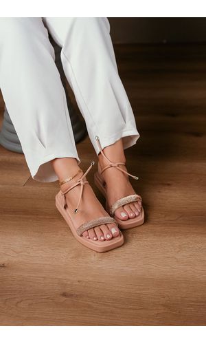 SANDÁLIA FLAT FRENTE STRASS DE AMARRAR_187 - NUDE ... - Cordélia Store