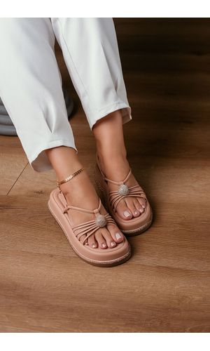 SANDÁLIA FLAT VIÉS STRASS TIRAS_225 - NUDE - 225- ... - Cordélia Store