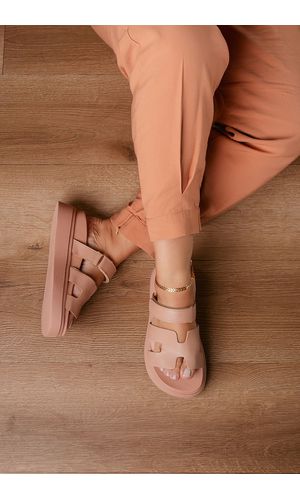 SANDÁLIA PAPETE SOLA ALTA H VELCRO_227 - NUDE - 22... - Cordélia Store