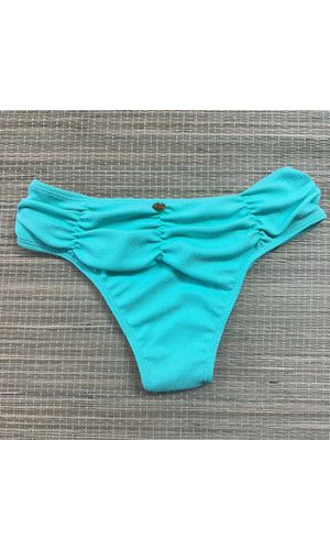 Hot Pants Drapeada Verde Água Texturizado - DELLYUS